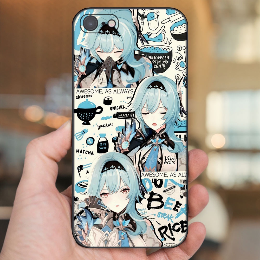 Ốp lưng iPhone 7, 8 dẻo đen cạnh vuông in hình Eula Genshin Impact