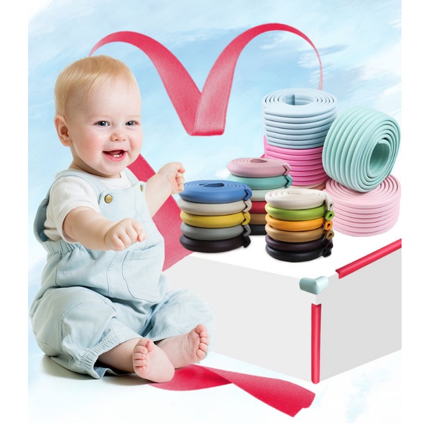Cuộn dây cao su bọt biển mềm dài 2m dán bọc góc cạnh bàn, tủ kính, giường an toàn cho bé _ BG03