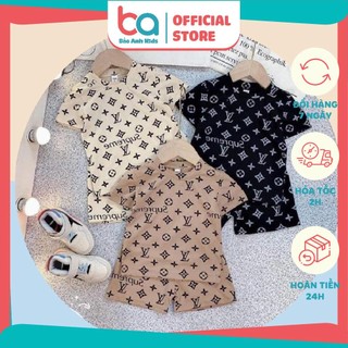 Bộ Cộc Tay Cho Bé Trai Bé Gái Chất Thun Lạnh Cao Cấp Siêu Mềm Họa Tiết L.V, Bộ Quần Áo Cho Bé Mặc Nhà - BCLV1