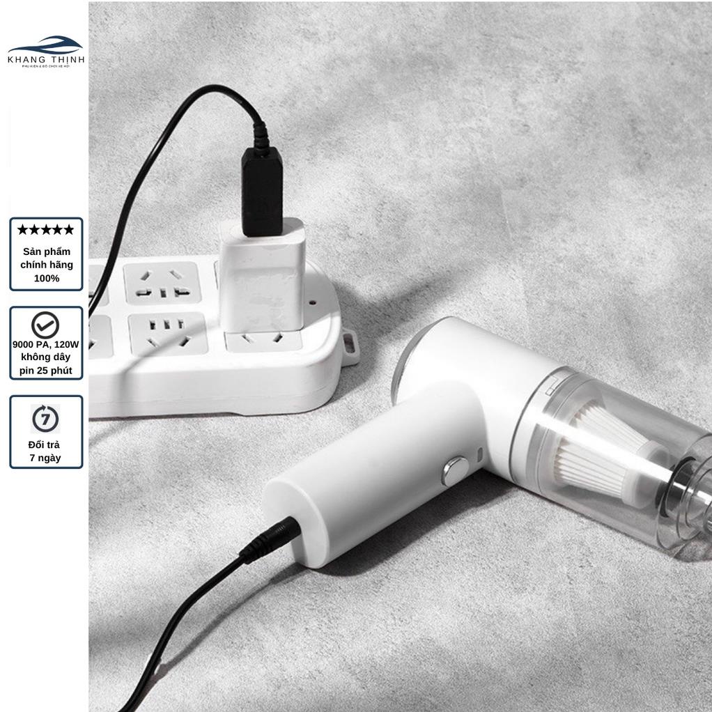 Máy hút bụi cầm tay mini không dây đa năng lực hút cực mạnh 9000PA - 120W, sạc USB Khang Thịnh (Chính hãng)