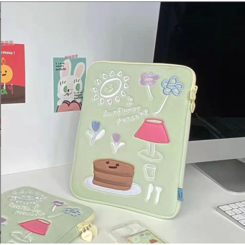 Túi đựng máy tính xách tay 11/ 13/ 15/ 15.6 inch chống sốc thêu họa tiết phong cách Hàn Quốc đáng yêu