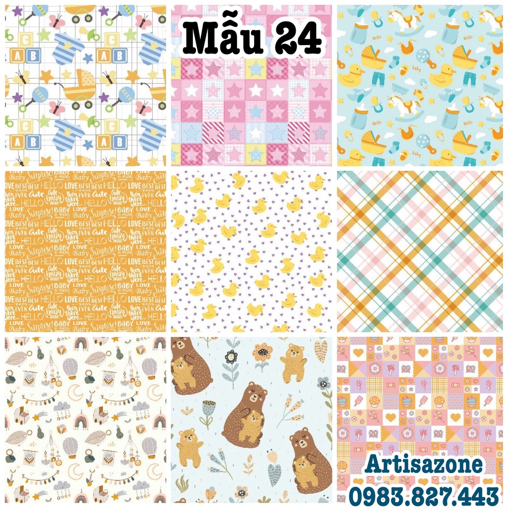 Giấy họa tiết Vintage làm Lovebox, scrapbook - Set 16 tờ hoặc 12 tờ