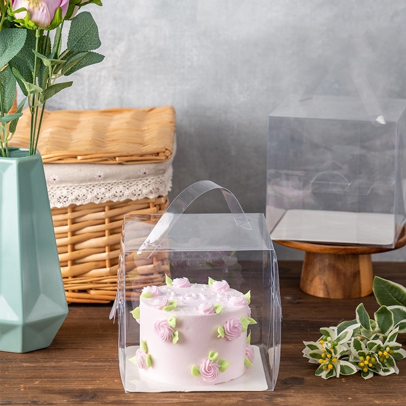 HỘP NHỰA PET MICA TRONG SUỐT CÓ QUAI XÁCH ĐỰNG BÁNH KEM SINH NHẬT BÁNH TIRAMISU,CHEESECAKE,MOUSSE-HỘP ĐỰNG BÁNH DI ĐỘNG