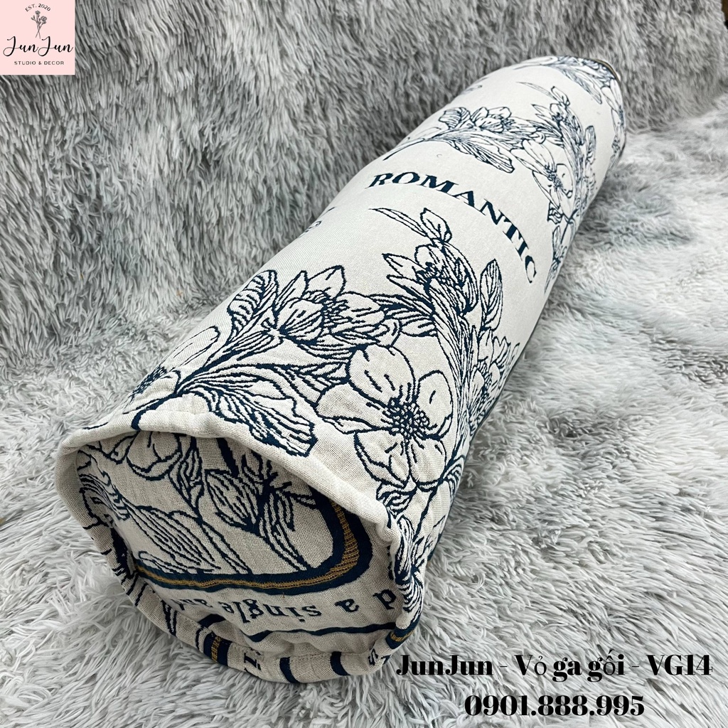 [SALES SỐC]V14_Vỏ gối ôm vải Xô Cotton Organic cao cấp có khoá kéo