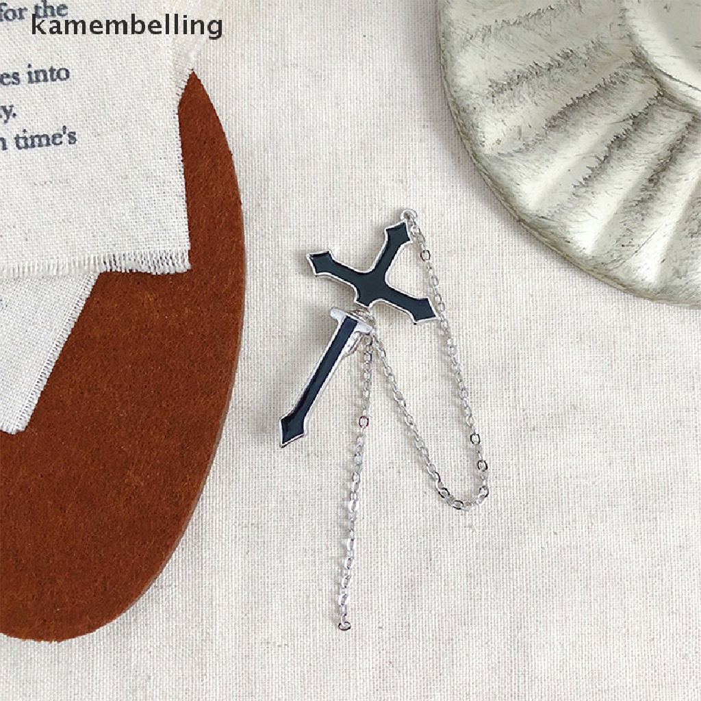 Kamembelling Hoa Tai Dáng Dài Hình Thánh Giá Màu Đen Phong Cách Vintage Cho Thanh Thiếu Niên