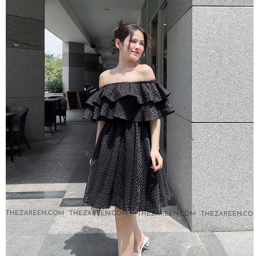 ZAREEN | ĐẦM XÒE TRỄ VAI 2 TẦNG ZAREEN DAX53 - ĐEN