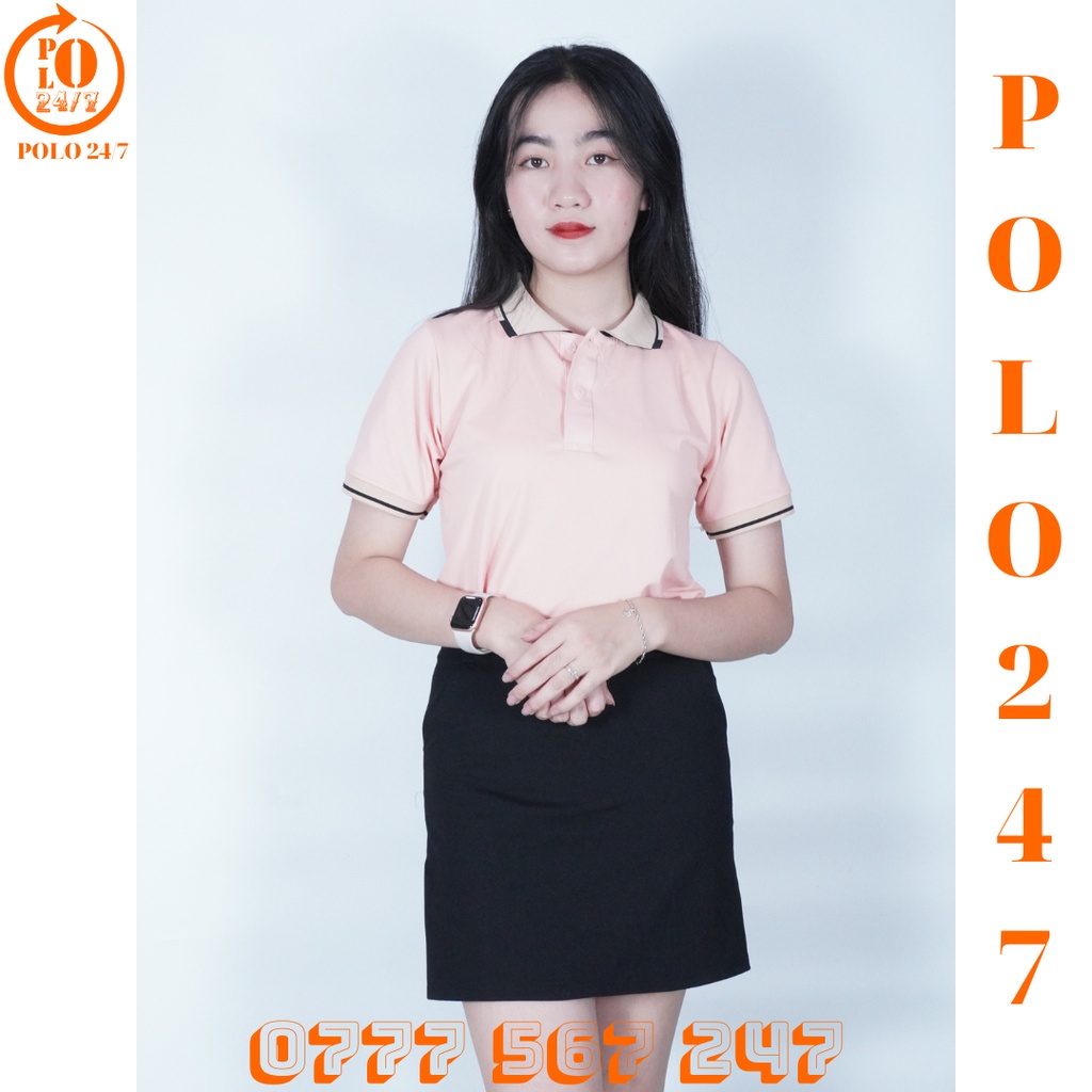 Polo hồng phấn đơn giản tinh tế,cho cặp đôi, chất vải cá sấu cotton co giản 4 chiều, thoáng mát.