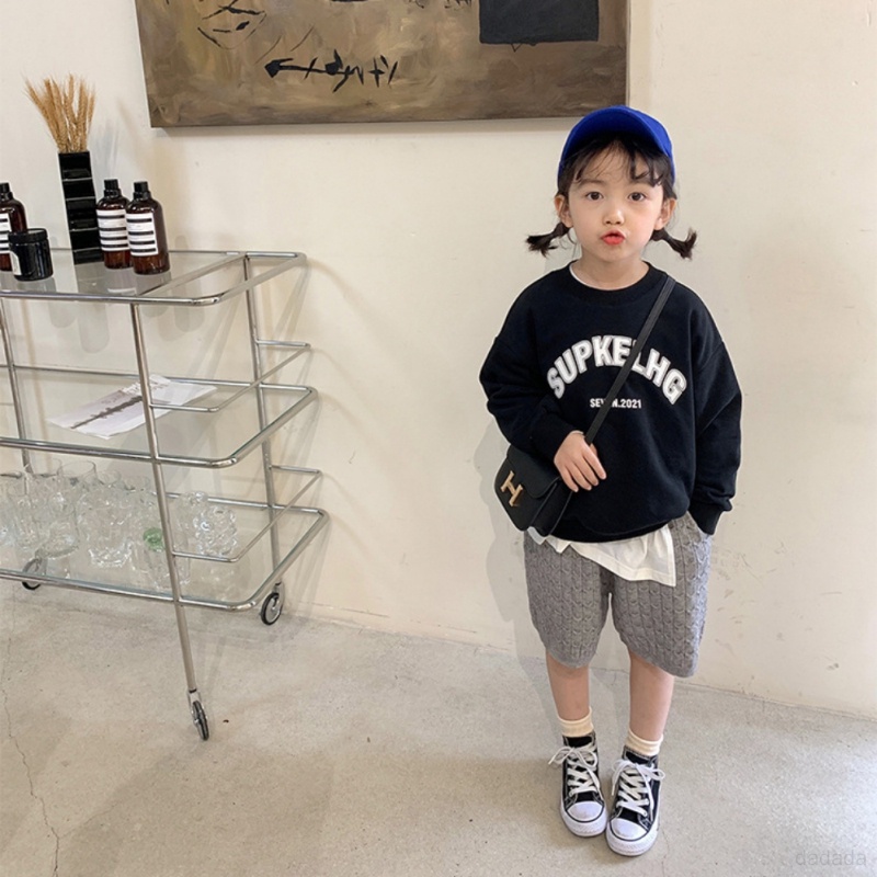 Áo Sweater Cổ Tròn Tay Dài In Chữ Phong Cách Hàn Quốc Thời Trang Thu Đông Cho Bé Gái