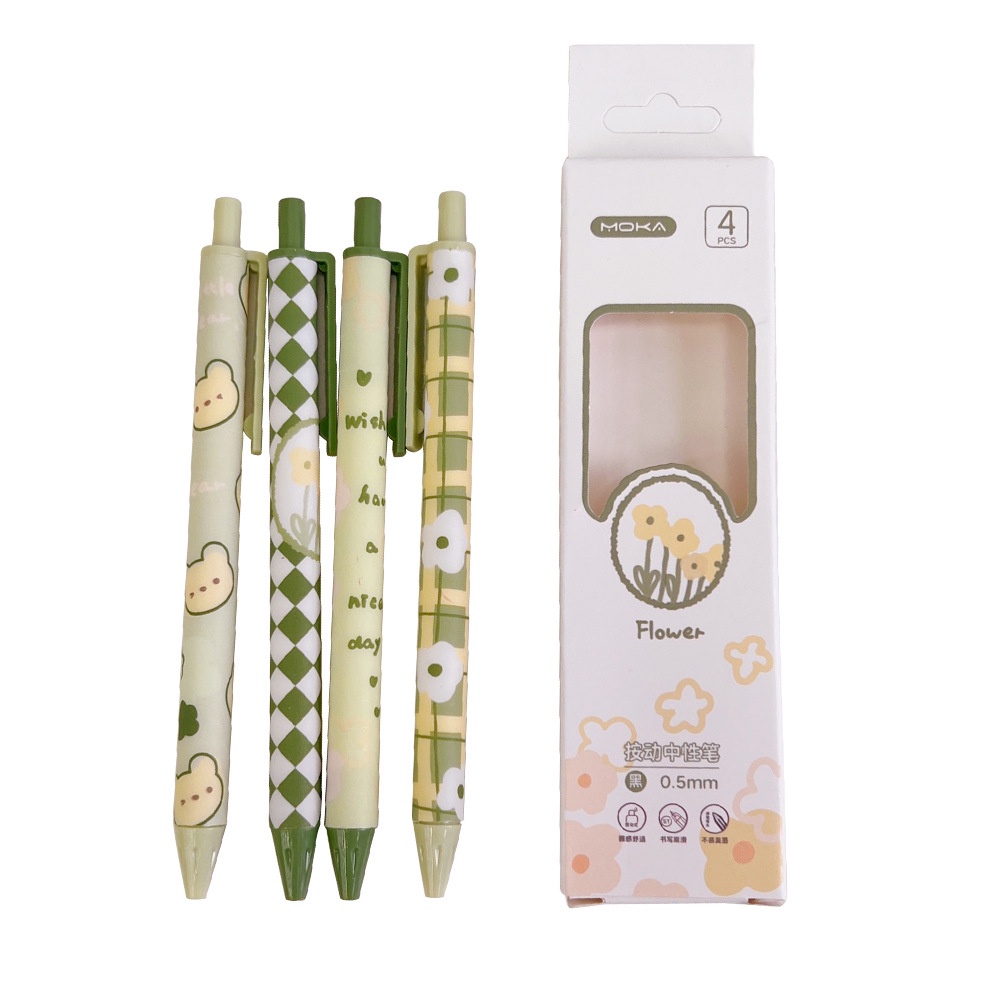 Bút bi Bút Gel Bút bi đen Bút mực 0,5mm 4 Gói Văn phòng phẩm Bút ký văn phòng