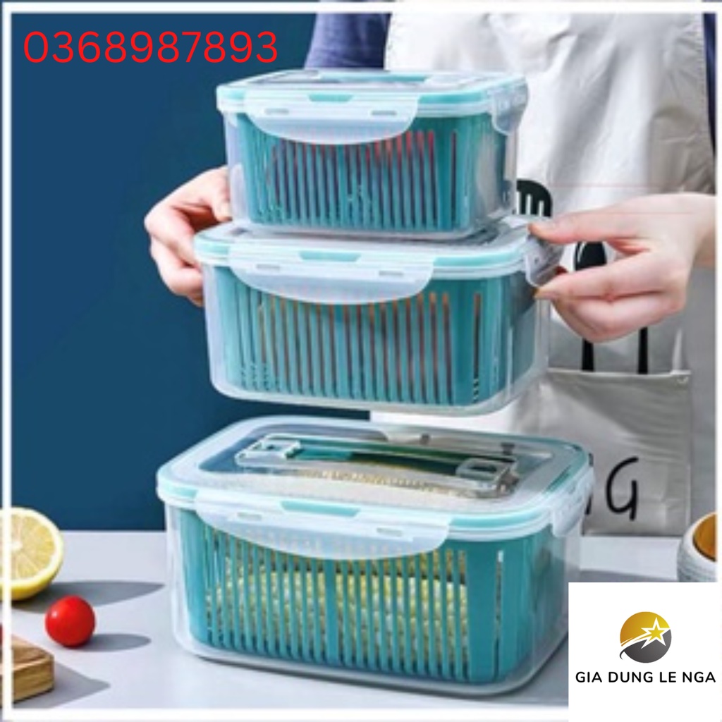 Bộ 5 hộp 2 lớp rổ đựng đồ tủ lạnh Bộ hộp đa năng thông minh cao cấp [hàng loại đẹp]