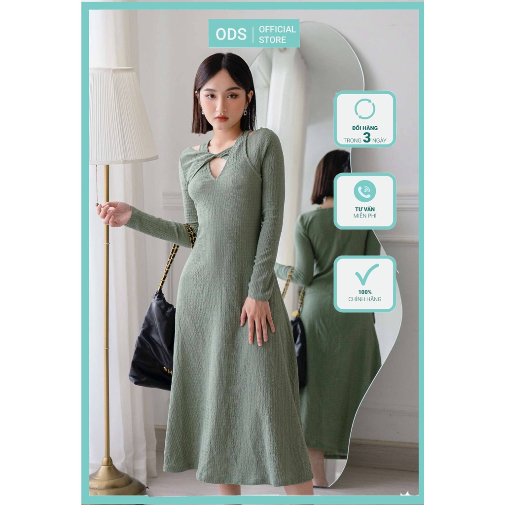 Đầm dài thun xốp ODS 2 dây bản to, ôm eo, tay dài [AL4]