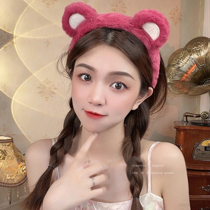 Băng Đô Cài Tóc Phủ Lông Chống Trượt Kiểu Hoạt Hình Dễ Thương