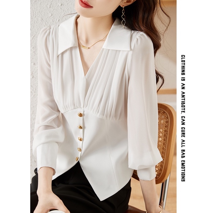 Áo Sơ Mi chiffon Dài Tay Thời Trang Xuân Thu Cho Nữ