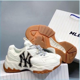 Giày Sneaker MLB NY đẹp đế nâu chuẩn bản Trung 1:1 N3 full box, Giày thể thao nam nữ ulzzang đi học cổ thấp đế cao 5cm