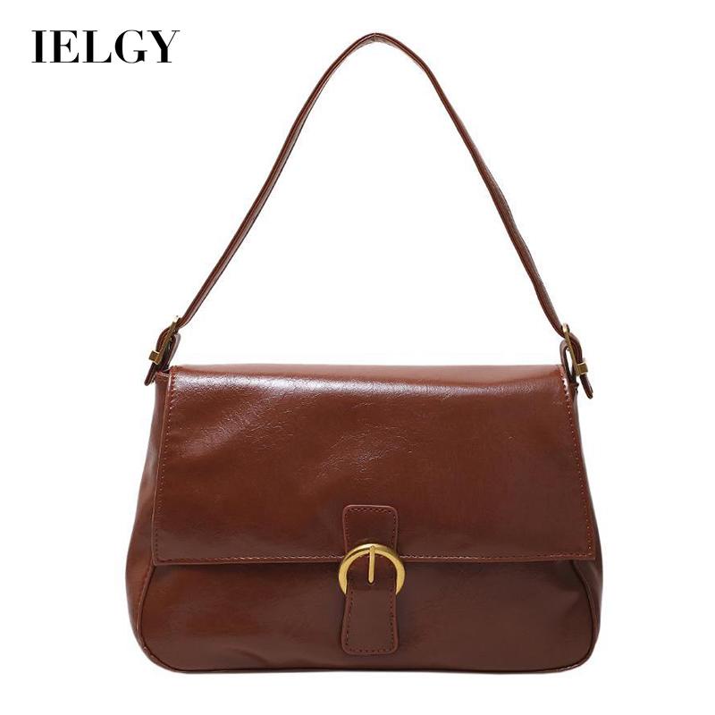 Ielgy Túi Đeo Chéo Bằng Da Mềm Sức Chứa Lớn Phong Cách vintage Cho Nữ