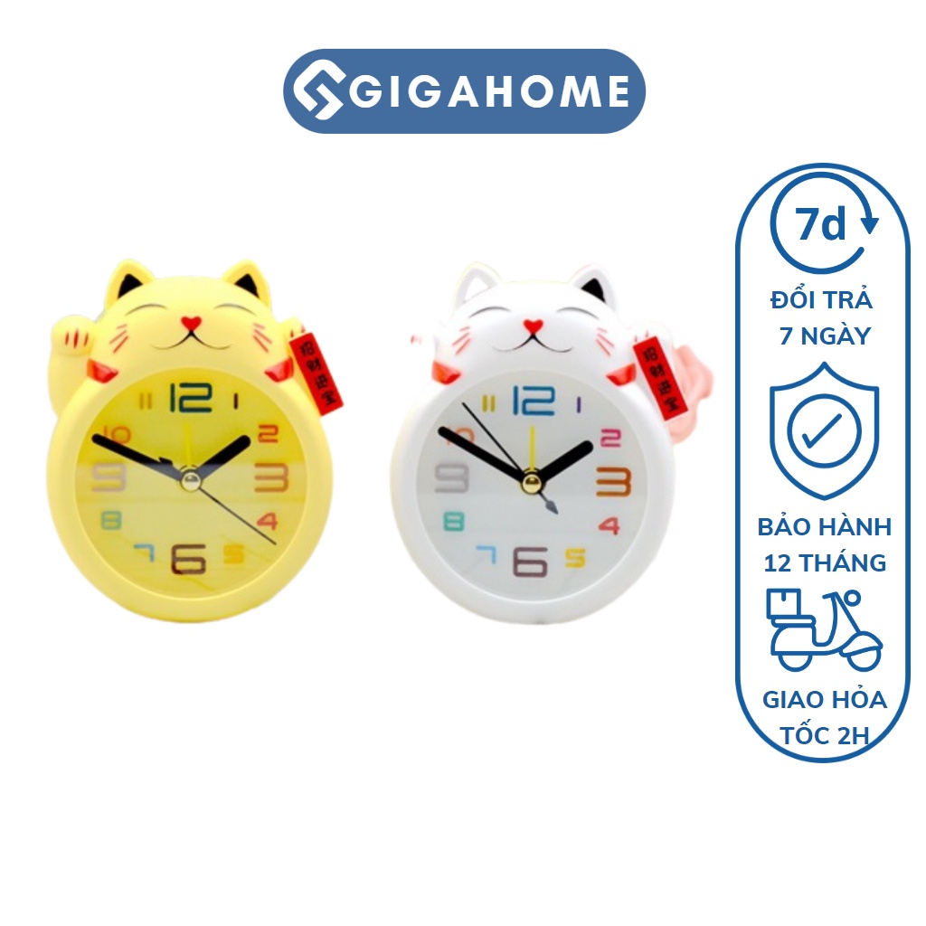 Đồng Hồ Báo Thức GIGAHOME Để Bàn Hình Chú Mèo Đáng Yêu 7641