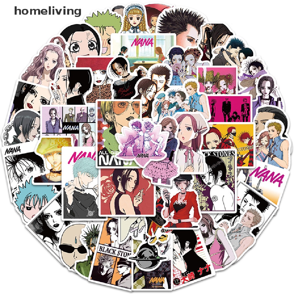 Bộ 50 Miếng Dán Trang Trí Xe Hơi / Xe Máy / Va Li / Laptop Họa Tiết Anime NANA Graffiti