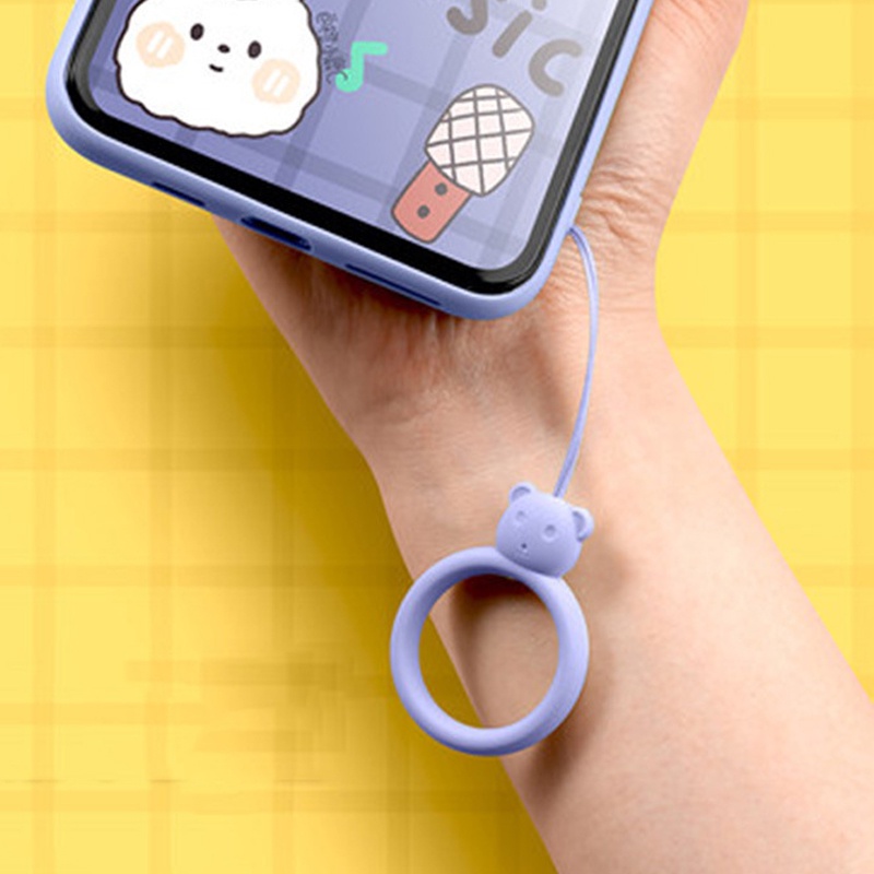 Dây Đeo Điện Thoại Có Vòng Xỏ Ngón Tay Chống Mất Trộm Chất Liệu Silicone Thiết Kế Nhiều Màu Sắc Đáng Yêu Tiện Lợi