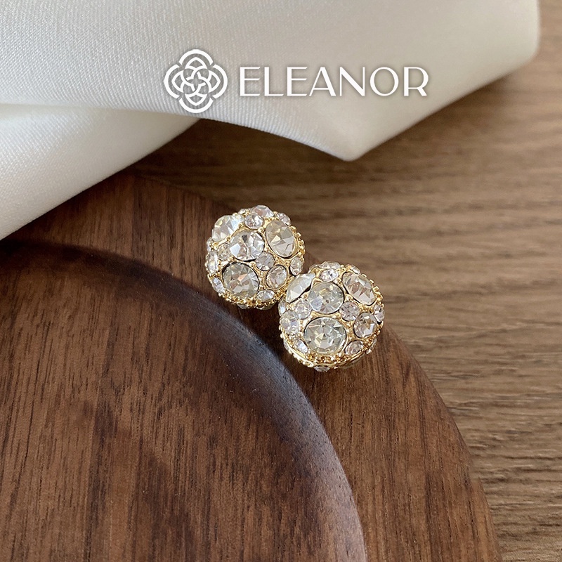 Bông tai nữ châm nữ Eleanor Accessories hình khối cầu tròn đính đá basic phụ kiện trang sức 4827