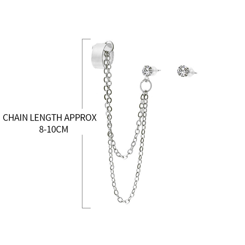 Bông Tai Dạng Kẹp Dài Đính Đá Đơn Giản Thời Trang Cho Nữ