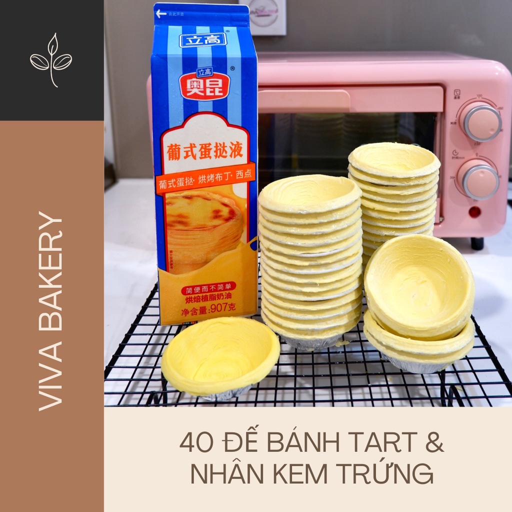 Combo 40 đế bánh tart trứng và nhân kem vị thơm sữa Vivabakery VV4