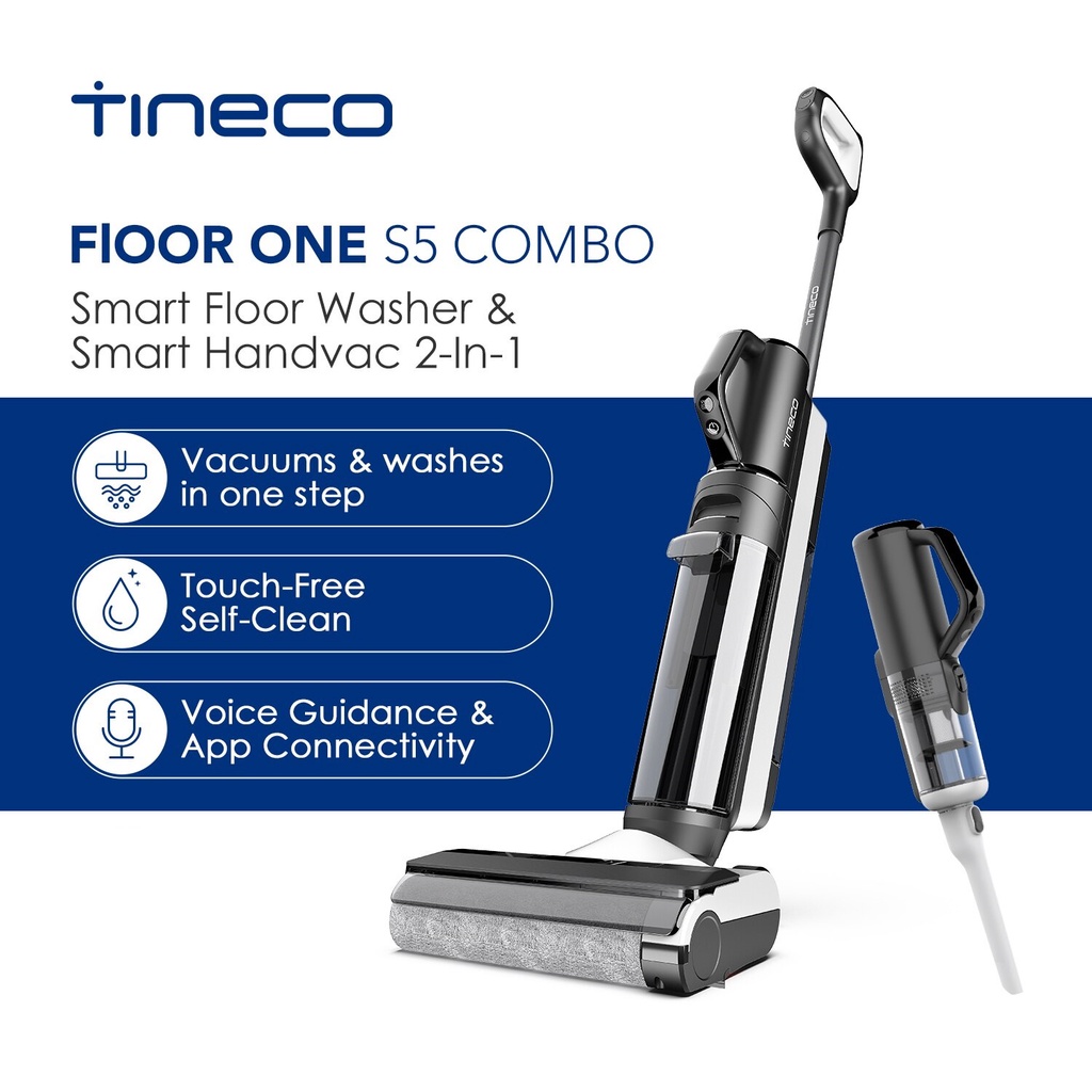 Máy Hút Bụi Lau Nhà Đa Năng TINECO FLOOR ONE S5 COMBO POWERKIT, Lực Hút Mạnh, Tự Giặt Giẻ, BH 12 Tháng