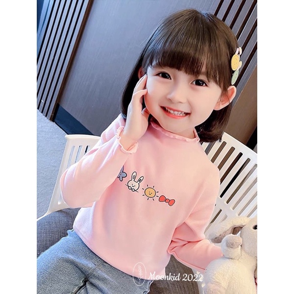 Áo cotton len zip cho bé gái