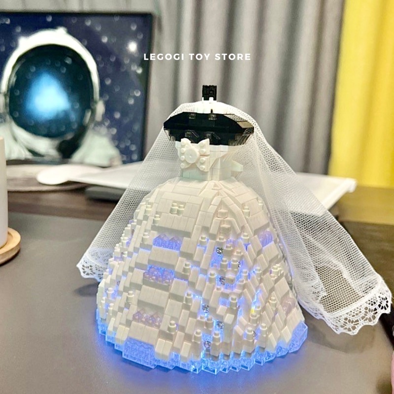 Đồ chơi lắp ráp Legogi VÁY CƯỚI CÔ DÂU VEST CHÚ RỂ PHI HÀNH GIA CẦU HÔN mô hình kỉ niệm quà cưới quà tặng cầu hôn
