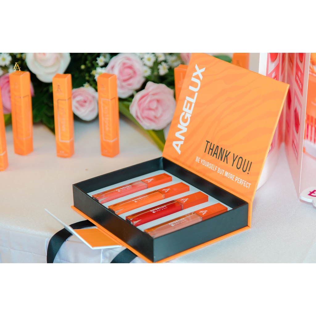 Son Dolly ANGELUX 07 - Hồng 10h, set son kem lì lâu trôi bền màu mềm môi chống thấm 24h