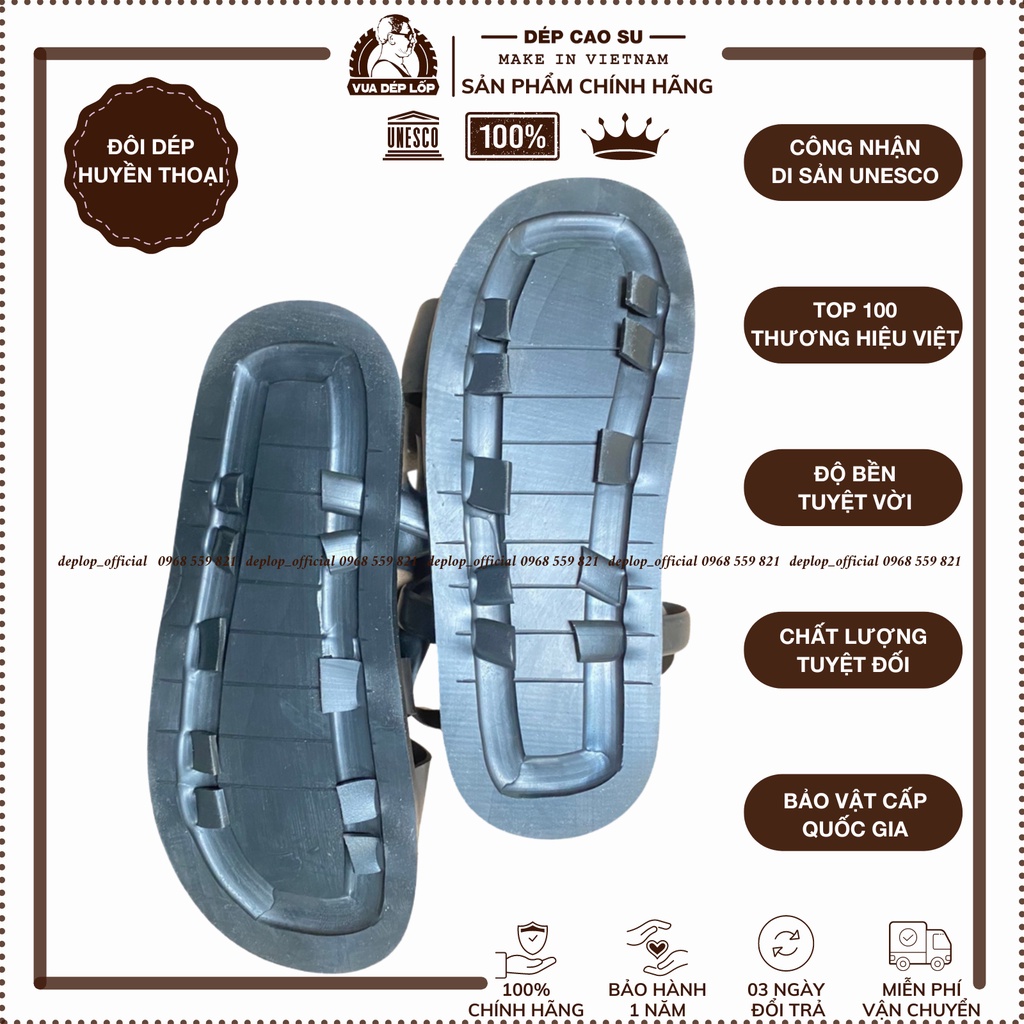 Dép cao su xăng đan, dép lốp nam nữ cao cấp lịch sự Điện Biên Phủ thương hiệu deplop_official
