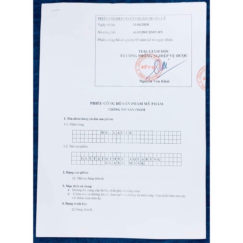 Hộp 6 miếng - Mặt Nạ Thuỷ Tinh Dr.Lacir