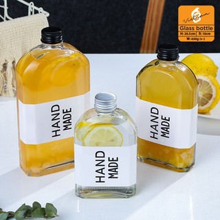 Chai thủy tinh xén vai nắp nhôm, chai dẹp vuông, chai dẹt đựng nước cafe 100ml 250ml 350ml 500ml - ad067