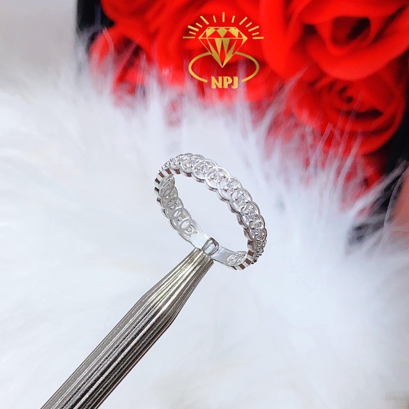 Nhẫn kim tiền đính đá nhỏ ⚡ SIÊU XINH ⚡ nhẫn bạc nữ chuẩn bạc ta thiết kế thanh lịch, trẻ trung-Bạc Npj