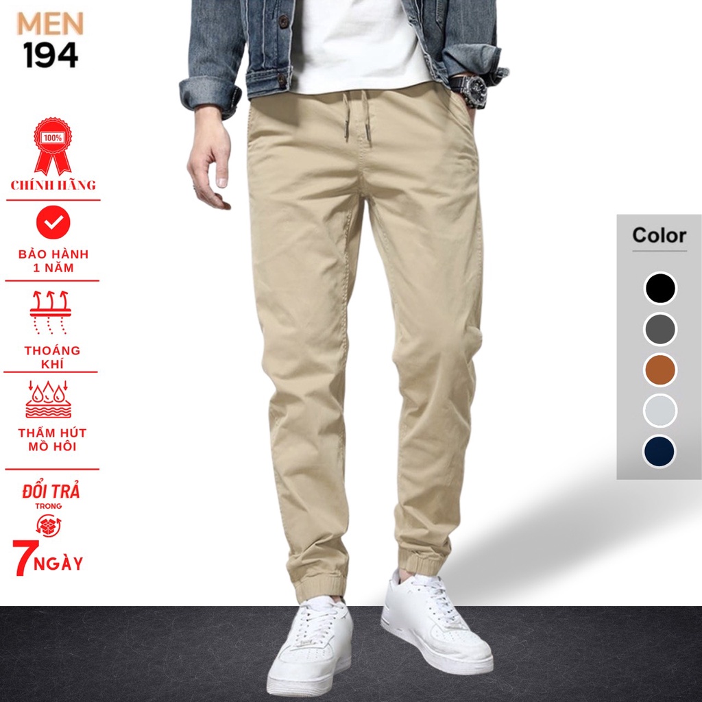 Quần jogger nam Men 194 vải kaki dày dặn, co giãn - form slimfit cao cấp - JGKĐ