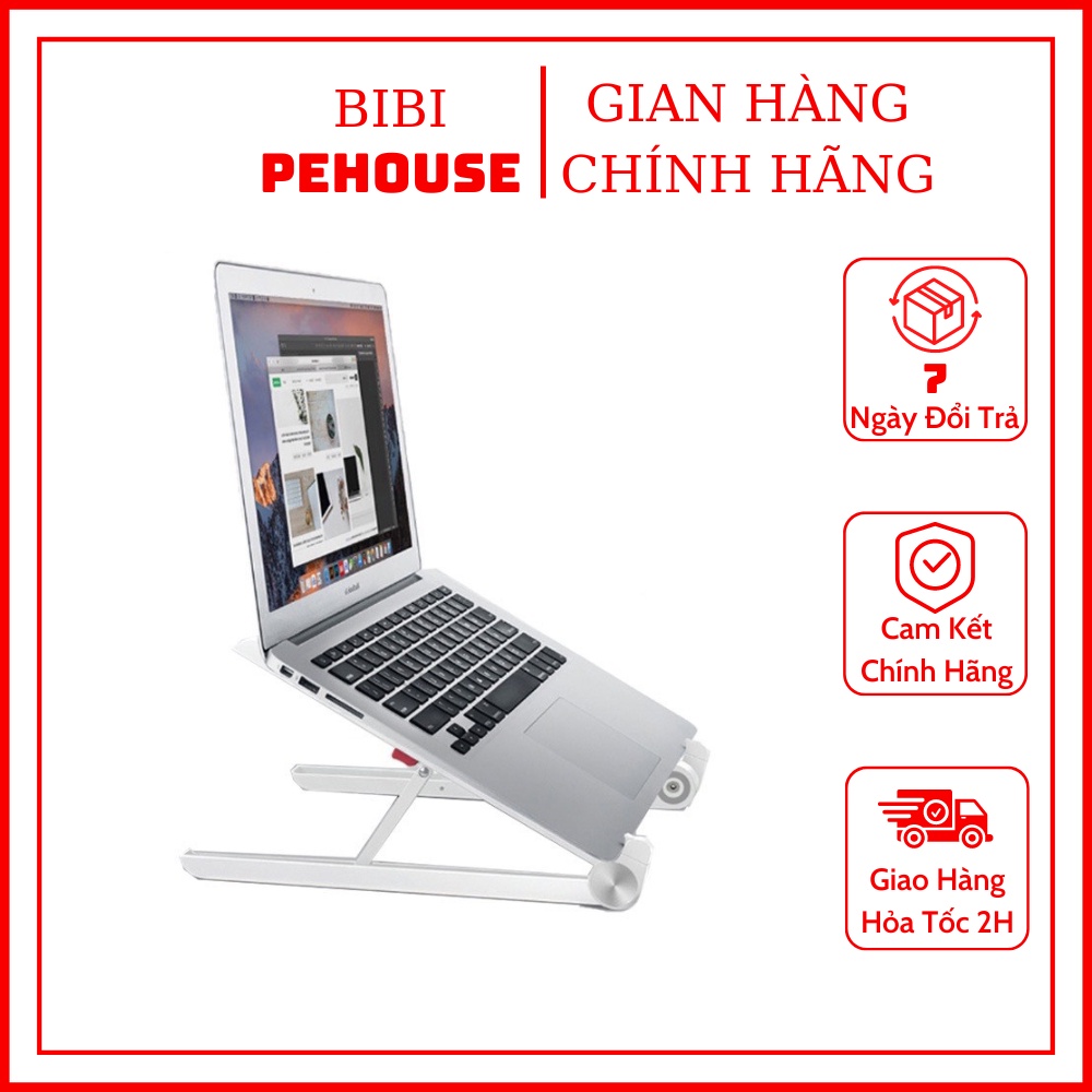 Giá đỡ laptop, máy tính bảng, kệ laptop tản nhiệt bằng nhựa cứng ABS tự điều chỉnh độ cao, bibi shop