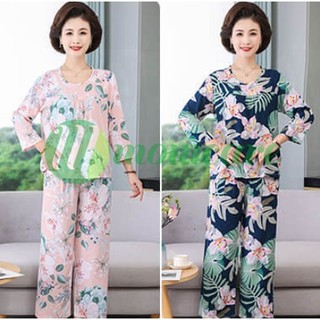 Đồ bộ trung niên nữ đẹp B86, quần áo ngủ mặc nhà thời trang hè thu cho mẹ, bà, người lớn tuổi U40 U50 U60 giá rẻ Bigsize