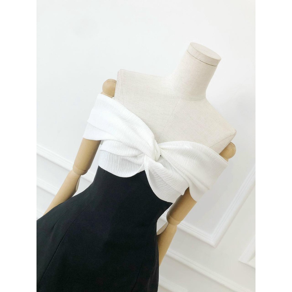 [HÀNG THIẾT KẾ CAO CẤP] Áo Peplum Trễ Vai Xoắn Ngực Phối Xốp Màu Trắng Thanh Lịch