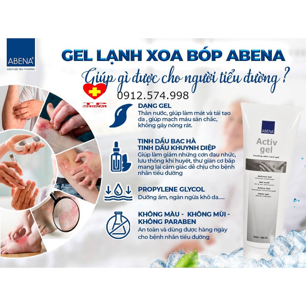 Gel xoa bóp lạnh giảm đau cơ Abena ActivGel Nhập Khẩu Đan Mạch 250ml