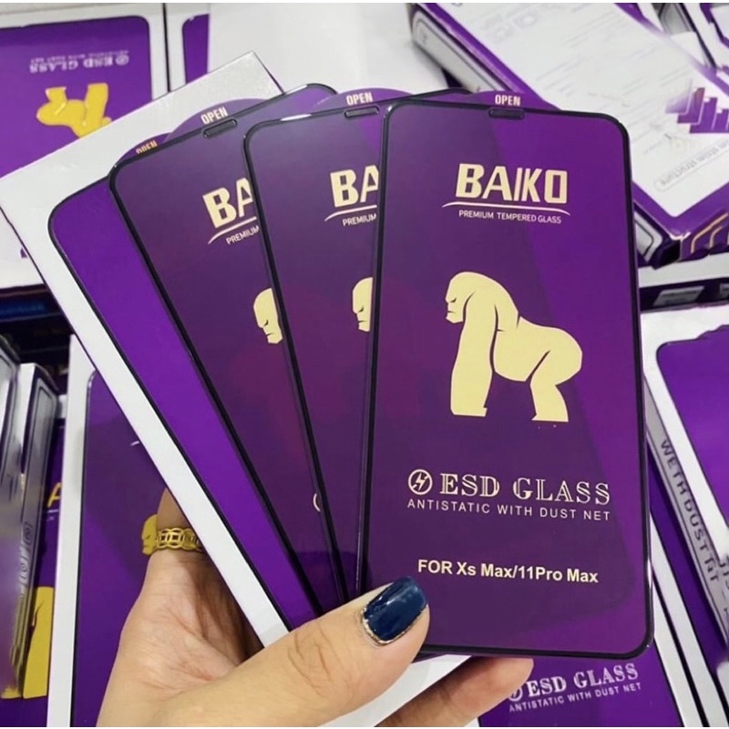 Kính Cường Lực Iphone Baiko Tím ESD Full Màn Chống Bụi Chống Nước Siêu Bền 7/8/7plus/8plus/x/xs/11/11/12/13/4/pro/promax