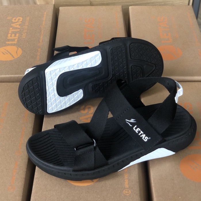 Xăng đan Unisex quai chéo Letas F7 đen full