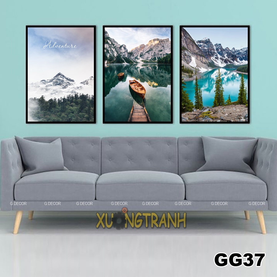 Tranh treo tường canvas 3 bức phong cách Bắc Âu 161, tranh cảnh biển trang trí phòng khách, phòng ngủ, phòng ăn,spa