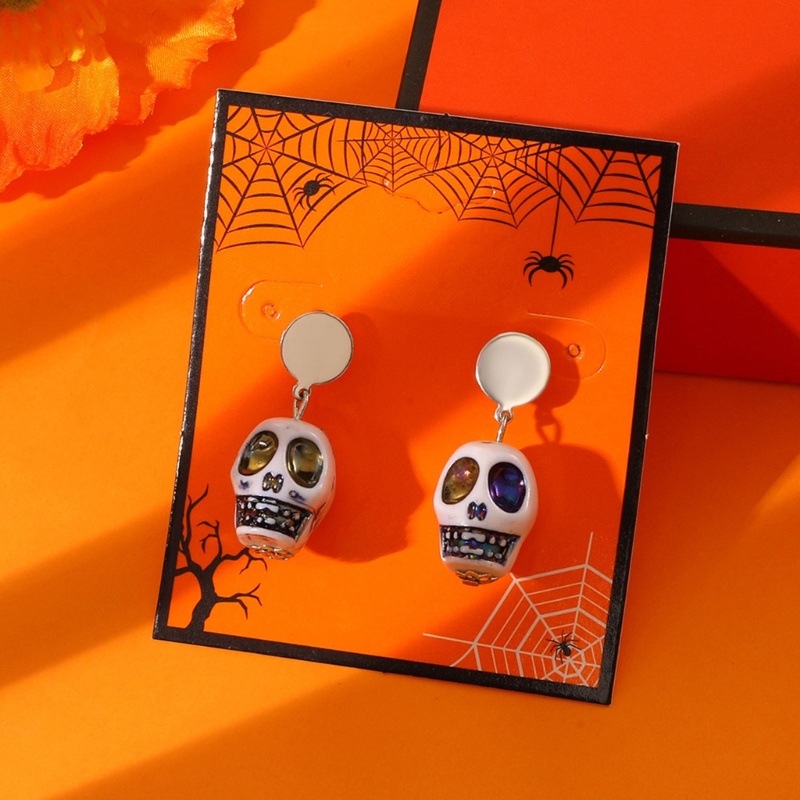 1 Đôi Bông Tai Hợp Kim Hình Đầu Lâu Halloween Kinh Dị