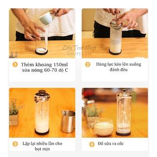 Ca đánh sữa tạo bọt sữa thủy tinh cao cấp