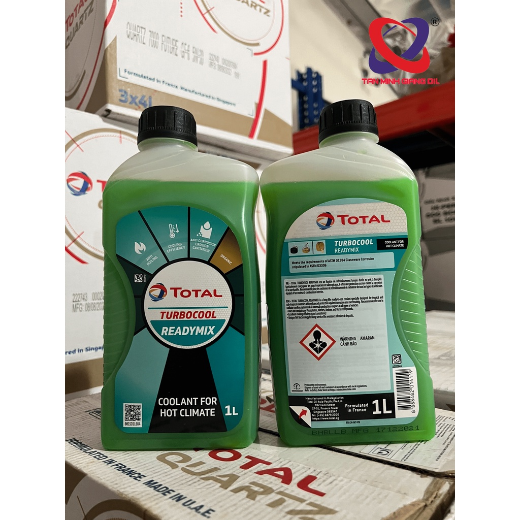 Nước mát xanh cho động cơ TOTAL TURBOCOOL READYMIX bình 1 Lít