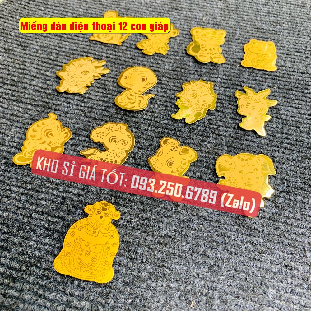 🌟FREE SHIP🌟 Miếng Dán Điện Thoại Thần Tài Vàng và Mèo Thần Tài Vàng Hút Tài Lộc , 12 Con Giáp Dùng Dán Điện Thoại