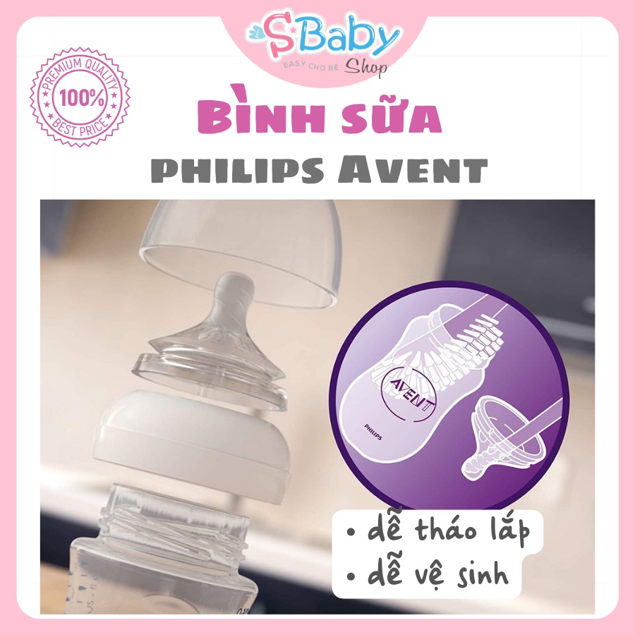 Bình Sữa- Núm  AVENT Natural 100% CHÍNH HÃNG