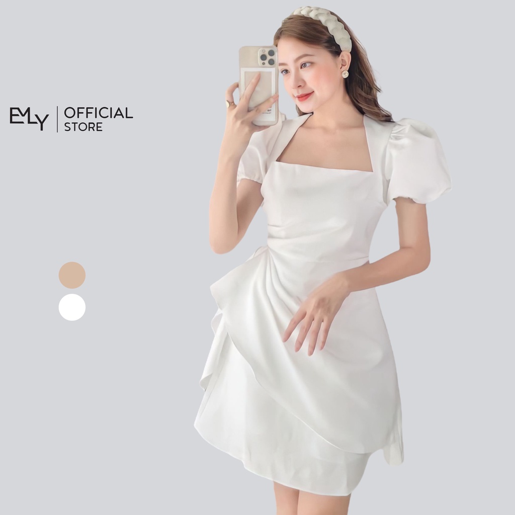 Đầm xếp eo tay phồng dự tiệc sang trọng Emilyshop ulzzang