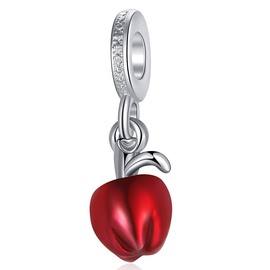 Hạt Charm Màu Đỏ / Bạc Hình Trái Táo Dùng Làm Trang Sức DIY