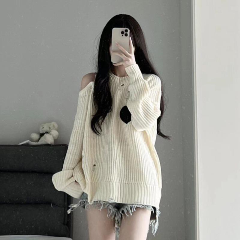 Áo croptop nữ dài tay áo len kiểu nữ Áo Sweater Trễ Vai Tay Dài Thời Trang Thu Đông Dành Cho Nữ