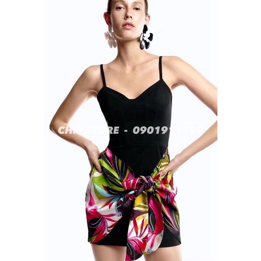 VÁY BODY CUT EO ZARA XUẤT DƯ XỊN HOẠ TIẾT NHIỆT ĐỚI DU LỊCH